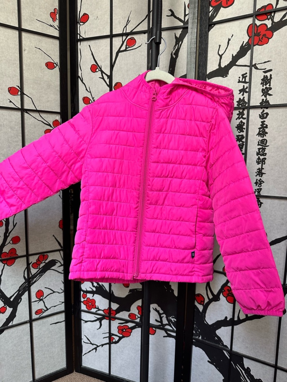 GAP Kids Hooded Puffer Jacket - Hot Pink
